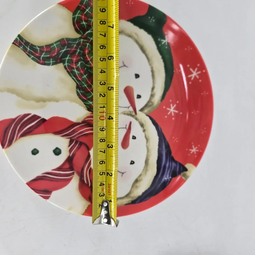 Set of 3 Vintage Snowman Christmas Salad Dessert Plates Holiday Table Decor